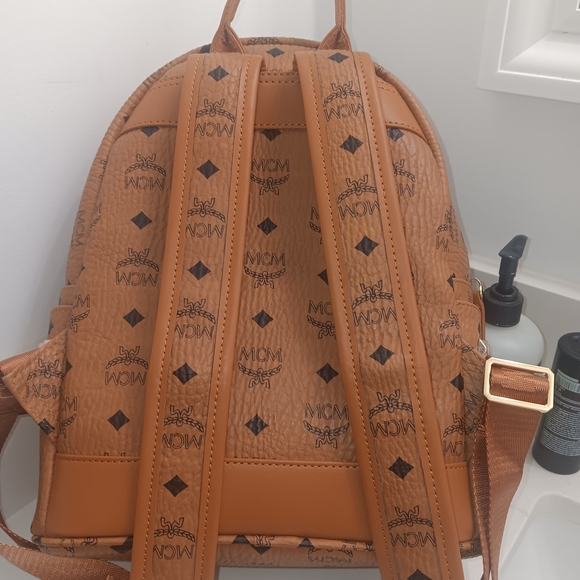 MCM Brown Logo Backpack - Picture 2 of 3